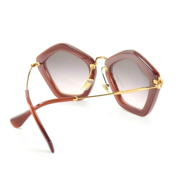 Miu Miu 06O NAP-1E2 Geometric Suede Leather Rimmed / Gray Gradient Lenses main image 4